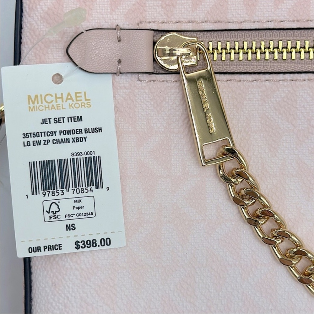 Michael Kors Jet Set Large Ombré Signature LogoEast West Crossbody Powder Blush - Picture 12 of 12